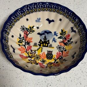 Polish Pottery Bowl Halloween Spooky Vibe Collection Handmade Boleslawiec Poland